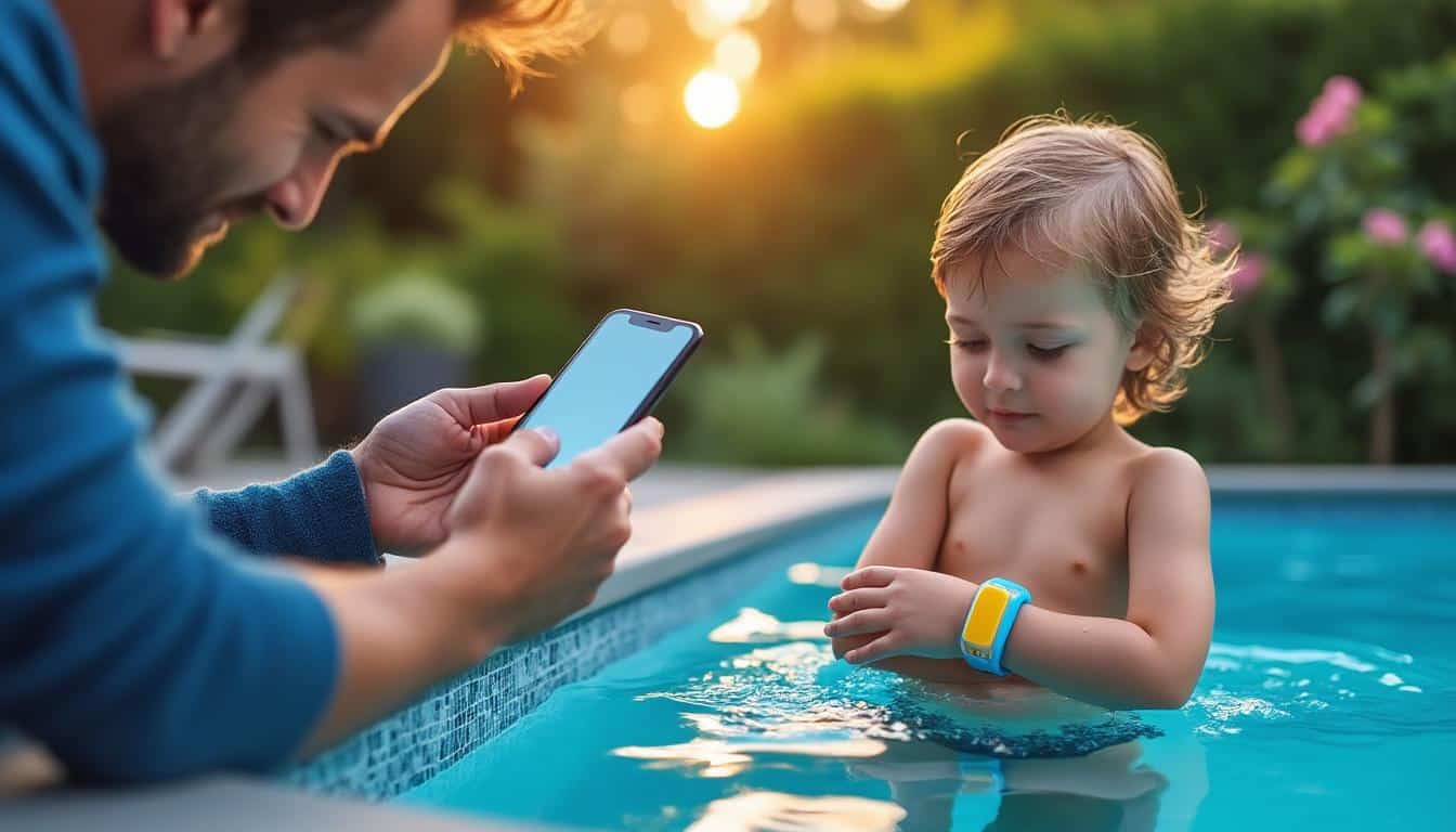 Illustration: Fonctionnement technique et utilisation du bracelet alarme pour piscine