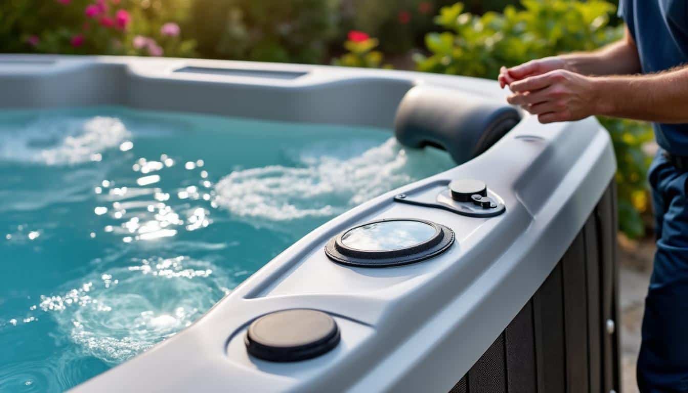 Illustration: Localisation et accès à la cartouche de filtration dans un spa Intex