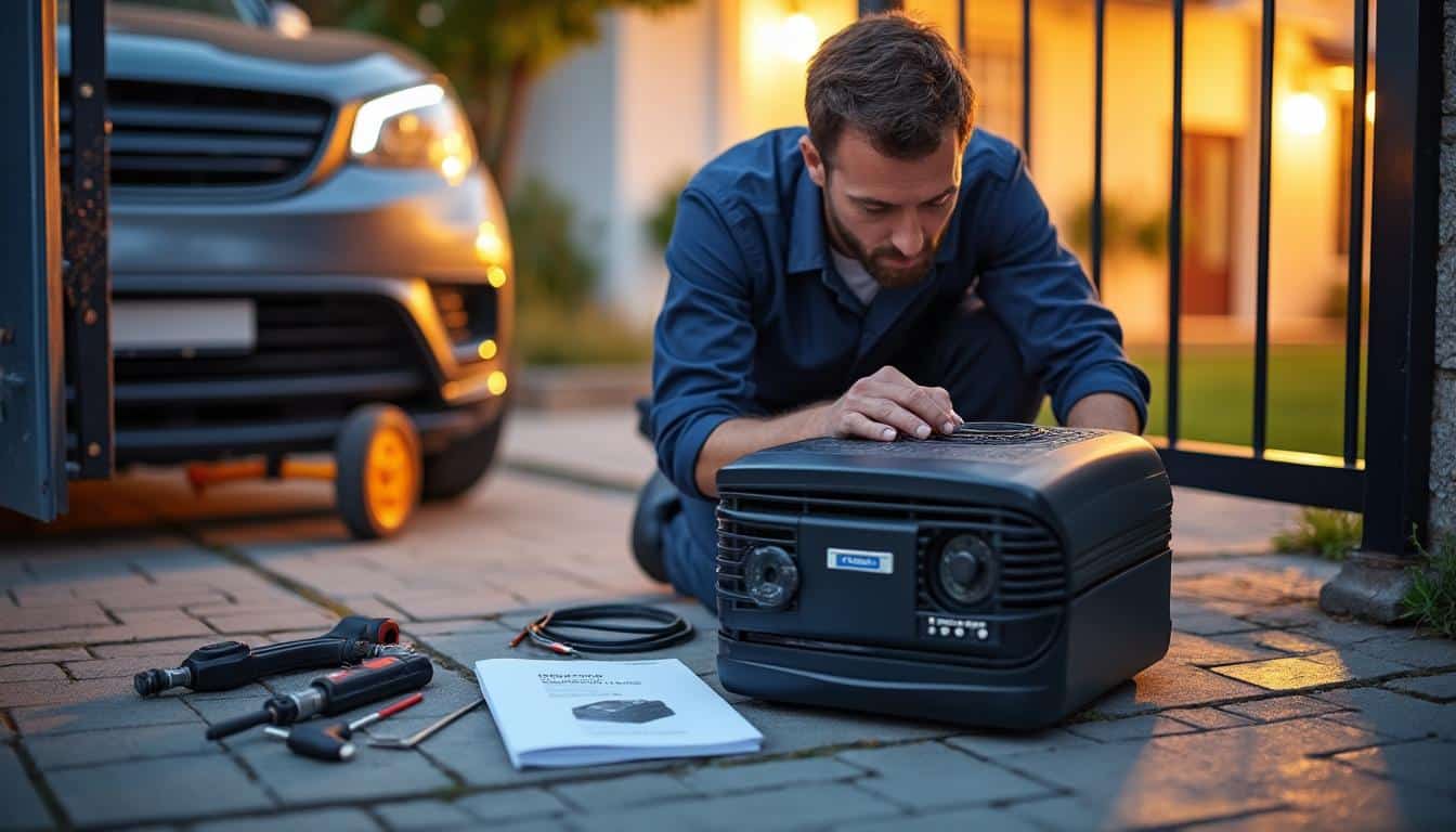 Illustration: Présentation du moteur Nice pour portail et principe de réinitialisation