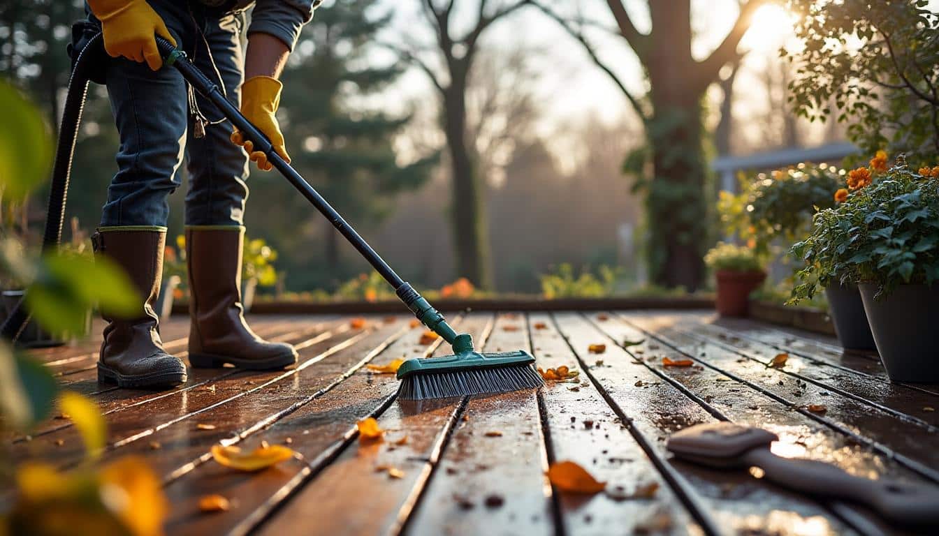 Illustration: Prévenir les risques : les gestes essentiels d’entretien d’une terrasse en bois pour l’hiver et l’humidité