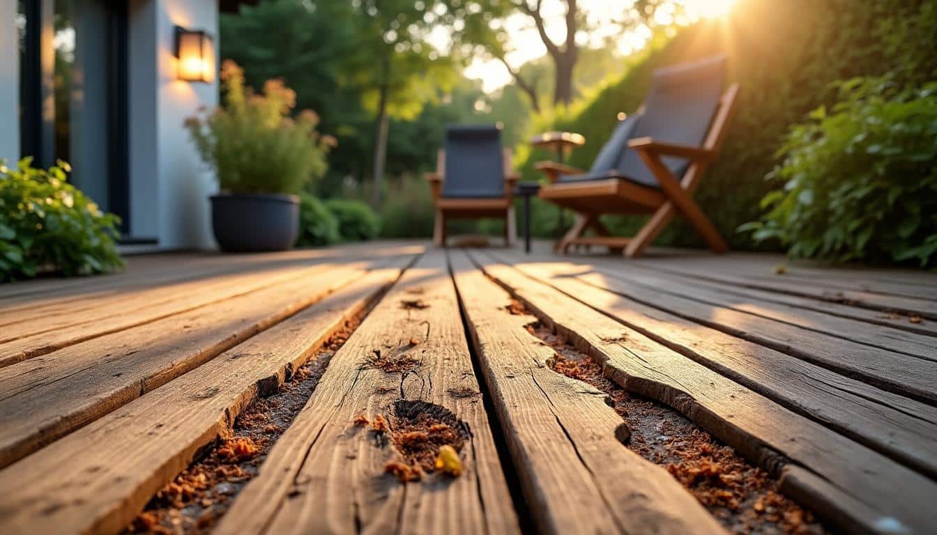 Illustration: Comprendre le phénomène du voilage des lames sur une terrasse en bois