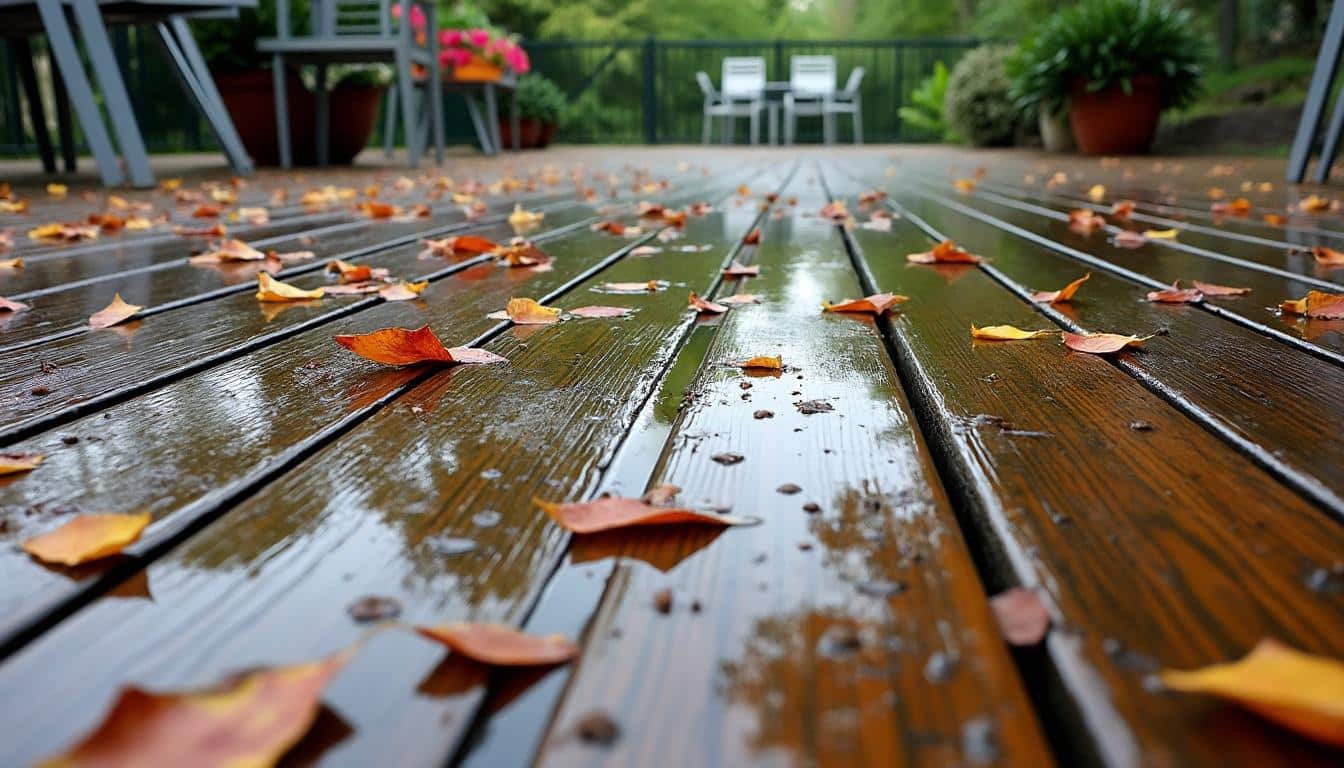 Illustration: Comprendre les enjeux du liquide stagnant sur une terrasse en bois