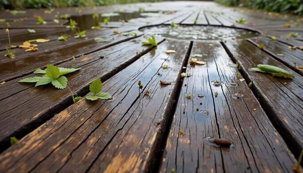 Terrasse en bois : gérer le liquide stagnant et le drainage efficacement