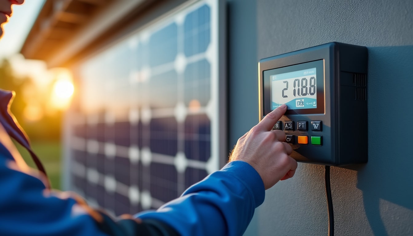 Compteur de production solaire avec affichage digital : suivi précis en temps réel