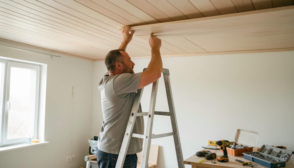 Poser du lambris au plafond sans erreur, étape par étape