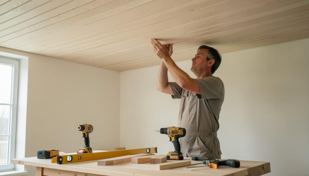 Poser du lambris en bois au plafond sans faux pas