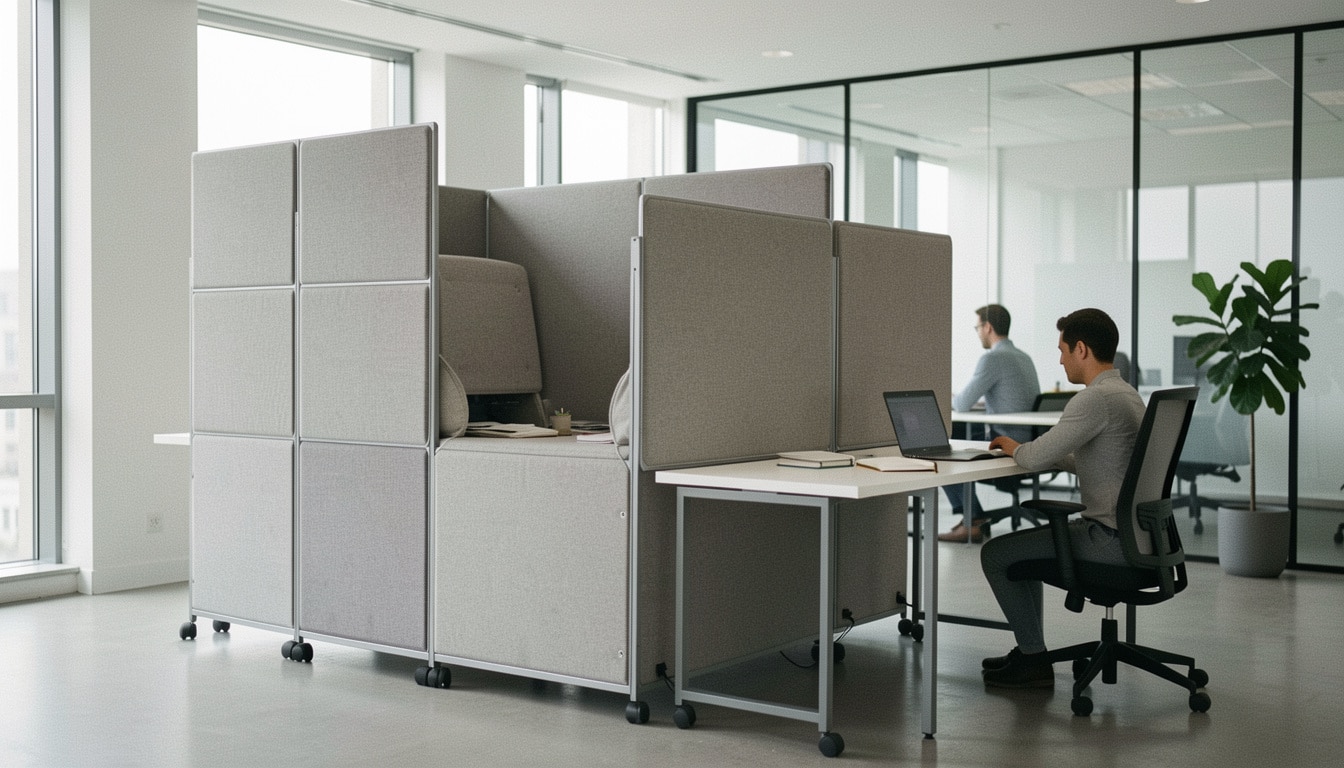 Cloison acoustique amovible pour un bureau plus calme