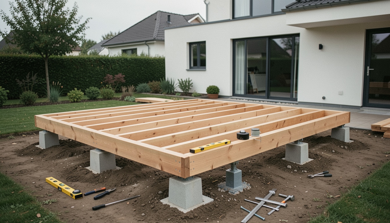 Terrasse en bois sur plots béton : réussir la pose